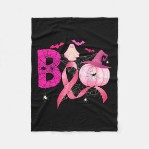 Boo Pumpkin Witch Pink Ribbon Breast Cancer Hallow Fleece Blanket