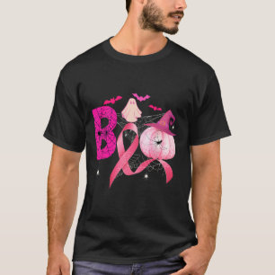 Boo Pumpkin Witch Pink Ribbon Breast Cancer Hallow T-Shirt