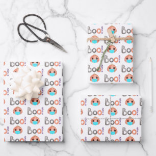Boo Pumpkin Wrapping Paper Flat Sheet Set of 3