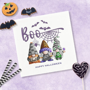 Boo Purple Glitter Halloween Gnomes Napkin