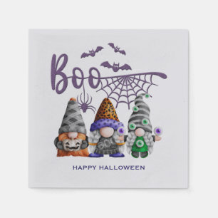 Boo Purple Glitter Halloween Gnomes Napkin
