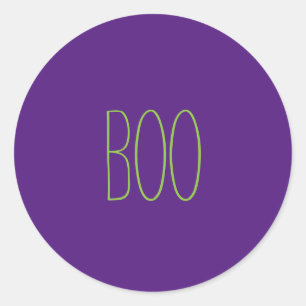 Boo purple green spooky handwritten Halloween Classic Round Sticker