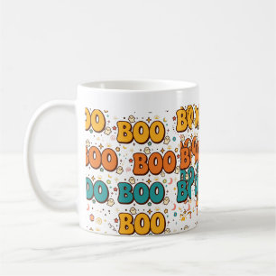 BOO Retro Ghost Lettering Halloween Art Coffee Mug