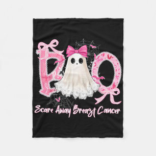 Boo Scare Away Breast Cancer Halloween Lace Ghost Fleece Blanket