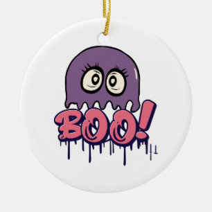 Boo scary ceramic tree decoration
