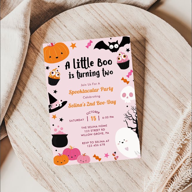 Boo Second Birthday Our Little Boo Is Turning Two Invitation (Creator Uploaded)