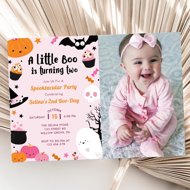 Boo Second Birthday Our Little Boo Is Turning Two Invitation (Creator Uploaded)