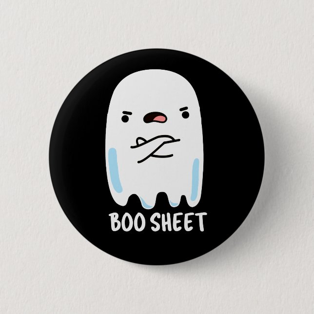 Boo Sheet Funny Halloween Ghost Pun Dark BG 6 Cm Round Badge (Front)