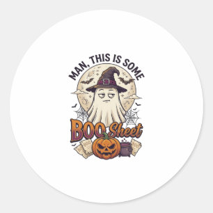 Boo Sheet Ghost Pumpkin Halloween Moon Cauldron Classic Round Sticker