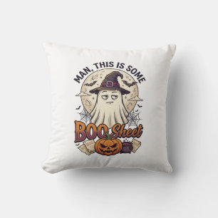 Boo Sheet Ghost Pumpkin Halloween Moon Cauldron Cushion