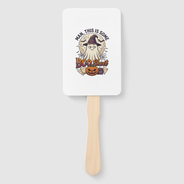 Boo Sheet Ghost Pumpkin Halloween Moon Cauldron Hand Fan (Front)