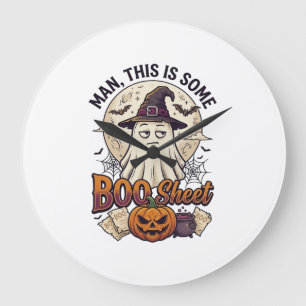 Boo Sheet Ghost Pumpkin Halloween Moon Cauldron Large Clock