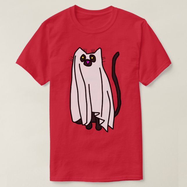 Boo Sheet Halloween Cat T-Shirt (Design Front)