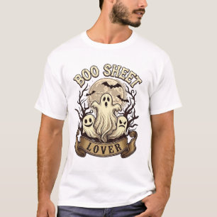 Boo Sheet Lover Halloween Ghosts Moon Bats_1 T-Shirt