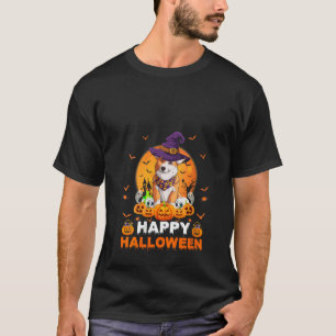 Boo Sheet Scary Ghost Pumpkin Moon Witch Corgi Dog T-Shirt
