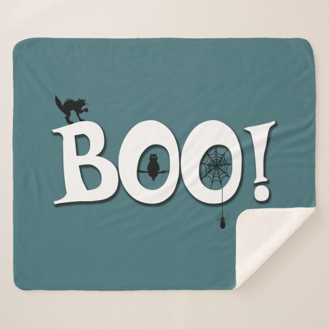 Boo! Sherpa Blanket (Front (Horizontal))
