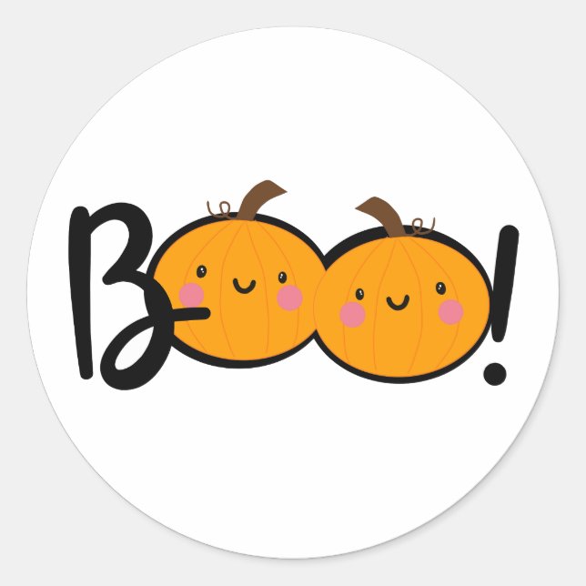 Boo Smiling Pumpkin Halloween Stickers (Front)