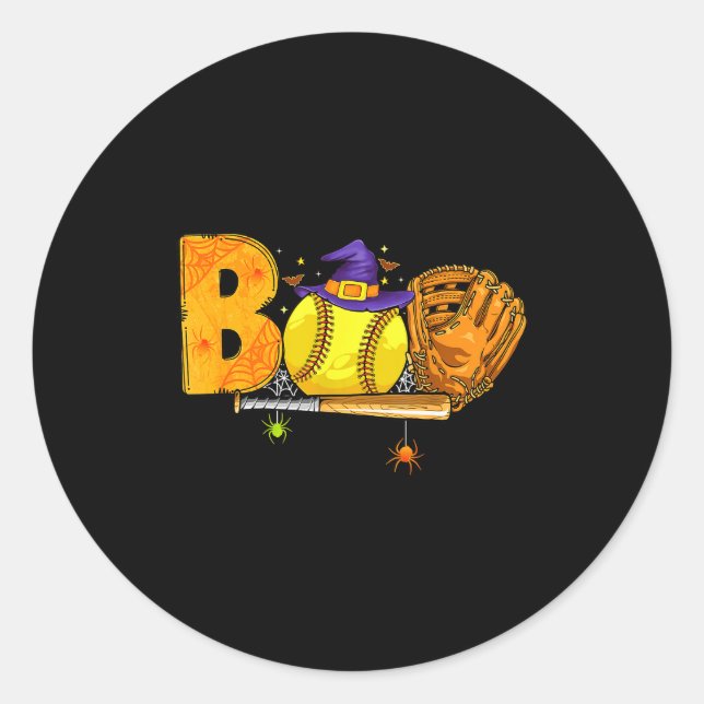 Boo Softball Player Catcher Tcher Funny Halloween  Classic Round Sticker (Front)