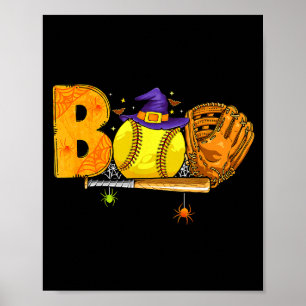 Boo Softball Player Catcher Tcher Funny Halloween  Poster