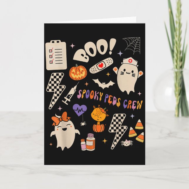 Boo Soky Peds Crew Ghost Paediatrics Nurse Hallowe Card (Front)