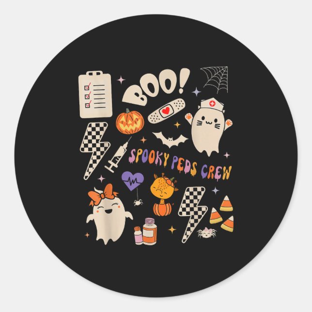 Boo Soky Peds Crew Ghost Paediatrics Nurse Hallowe Classic Round Sticker (Front)