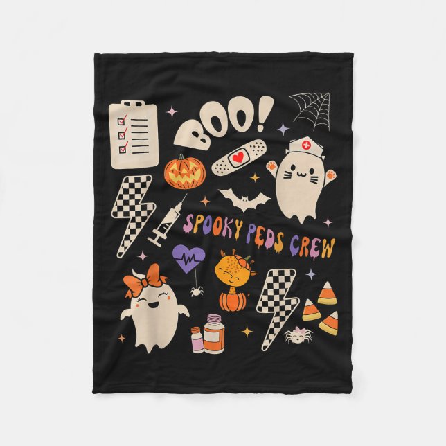 Boo Soky Peds Crew Ghost Paediatrics Nurse Hallowe Fleece Blanket (Front)
