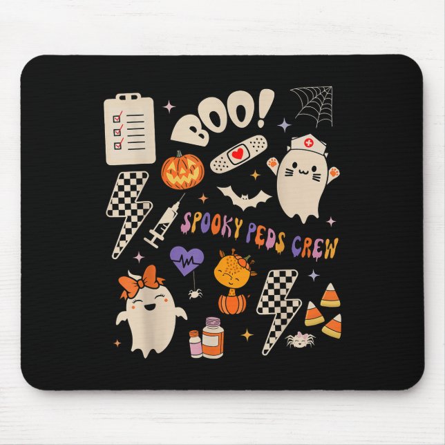 Boo Soky Peds Crew Ghost Paediatrics Nurse Hallowe Mouse Mat (Front)
