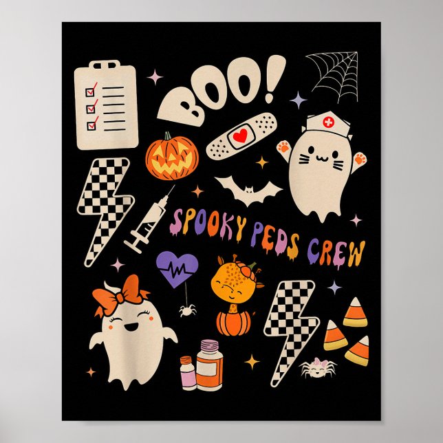 Boo Soky Peds Crew Ghost Paediatrics Nurse Hallowe Poster (Front)