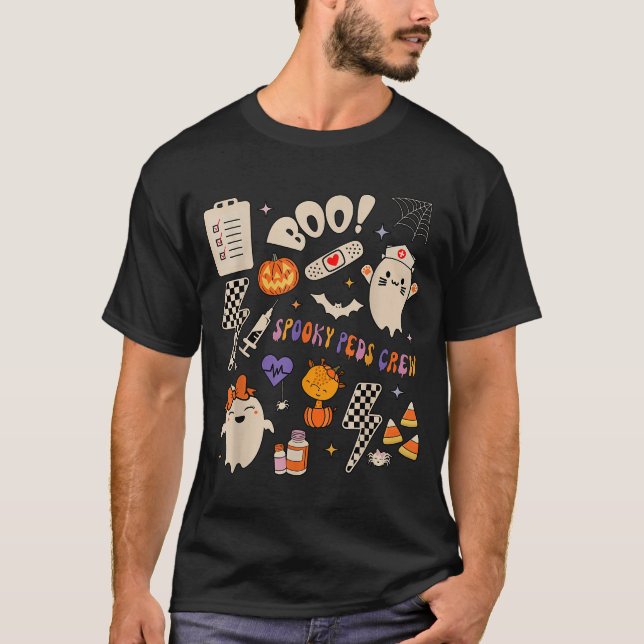 Boo Soky Peds Crew Ghost Paediatrics Nurse Hallowe T-Shirt (Front)