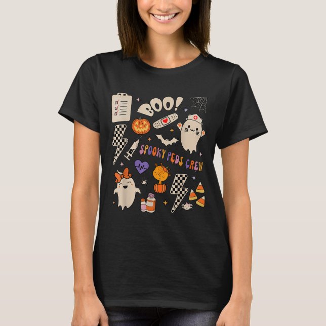 Boo Soky Peds Crew Ghost Paediatrics Nurse Hallowe T-Shirt (Front)