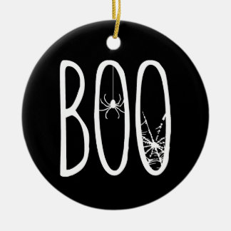 Boo Spider & Spiderweb Spooky Eerie Halloween BLK Ceramic Tree Decoration
