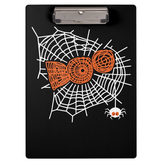 Boo Spider Web Funny Cute Spider Web Graphic Clipboard (Front)