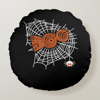 Boo Spider Web Funny Cute Spider Web Graphic Round Cushion