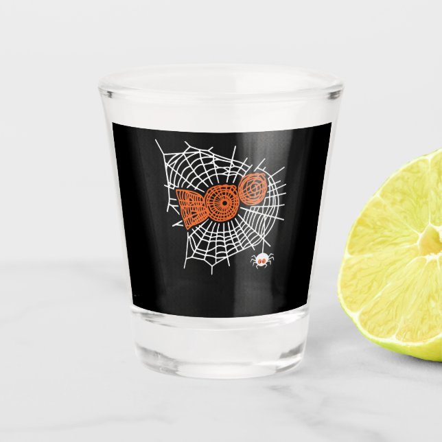 Boo Spider Web Funny Cute Spider Web Graphic Shot Glass (Front)