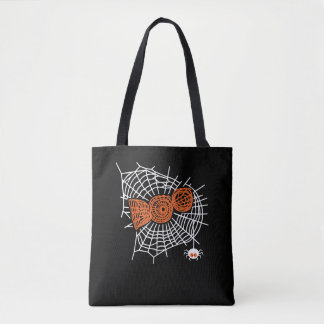 Boo Spider Web Funny Cute Spider Web Graphic Tote Bag