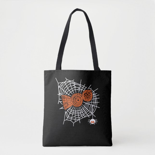 Boo Spider Web Funny Cute Spider Web Graphic Tote Bag (Front)