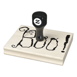 Boo!   Spider Web   Halloween Rubber Stamp