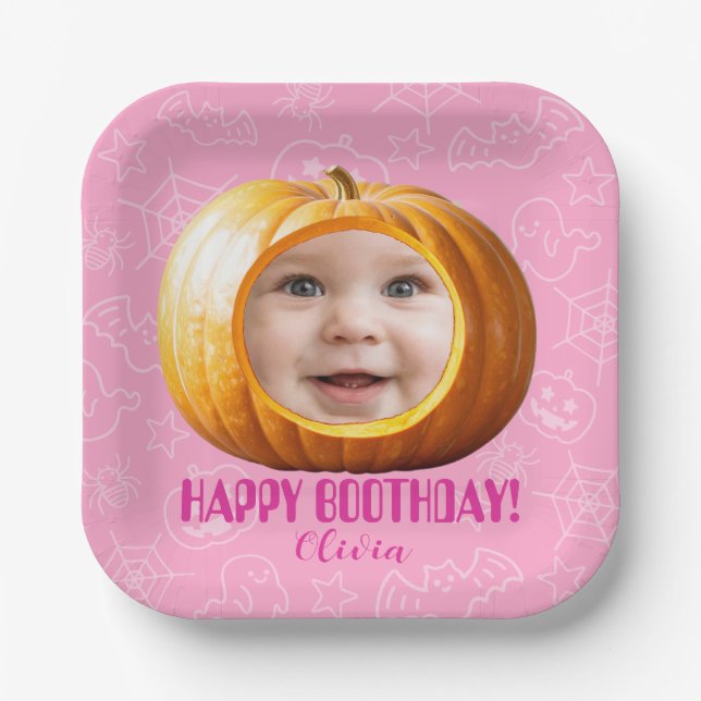 Boo! | Spooktacular Baby Birthday Paper Plate (Front)
