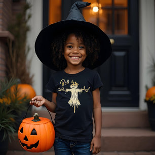 BOO! Spooky and fun Black Scarecrow Halloween Tri-Blend Shirt