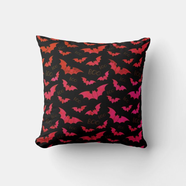 Boo Spooky Bats with Black background Cushion (Front)