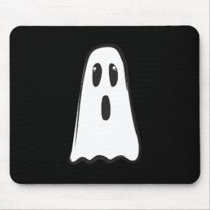 BOO! Spooky Cute Ghost Halloween Black White Mouse Mat