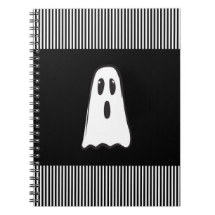 BOO! Spooky Cute Ghost Halloween Black White Notebook