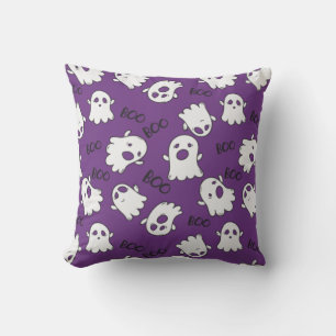 Boo Spooky Ghost with Purple background  Cushion