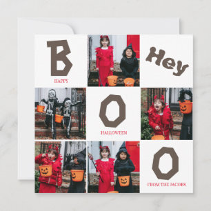 Boo Spooky Pumpkins Halloween Family 5 Photo Holiday Card