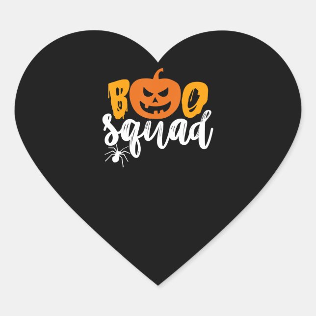 Boo Squad - Funny Pumpkin Spider Halloween Heart Sticker (Front)
