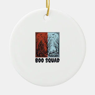 Boo Squad Vintage Halloween Pumpkin Shirt Design_1 Ceramic Tree Decoration