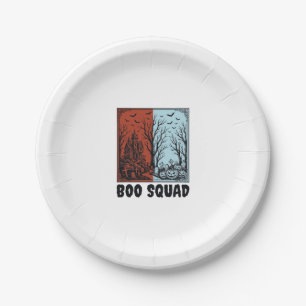 Boo Squad Vintage Halloween Pumpkin Shirt Design_1 Paper Plate