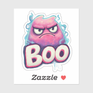 Boo Sticker | Cute Grumpy Ghost Decal | Funny Spo