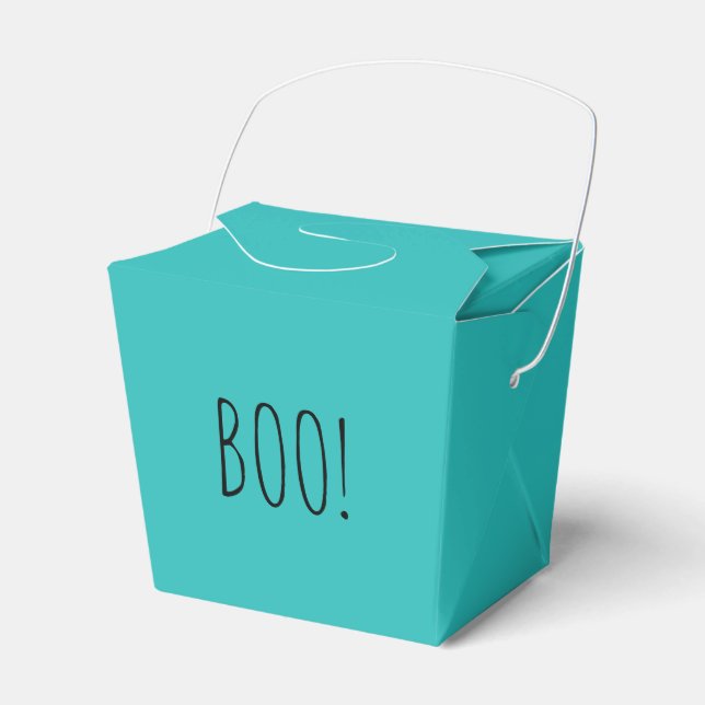 Boo teal simple typography funny cute Halloween Favour Box (Front Side)