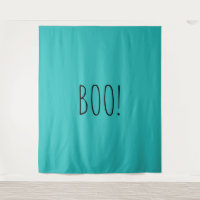 Boo teal spooky minimalist Halloween backdrop
